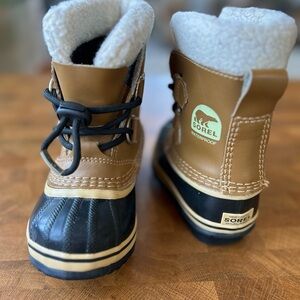 Sorel Kids Tan and Black Waterproof Boots